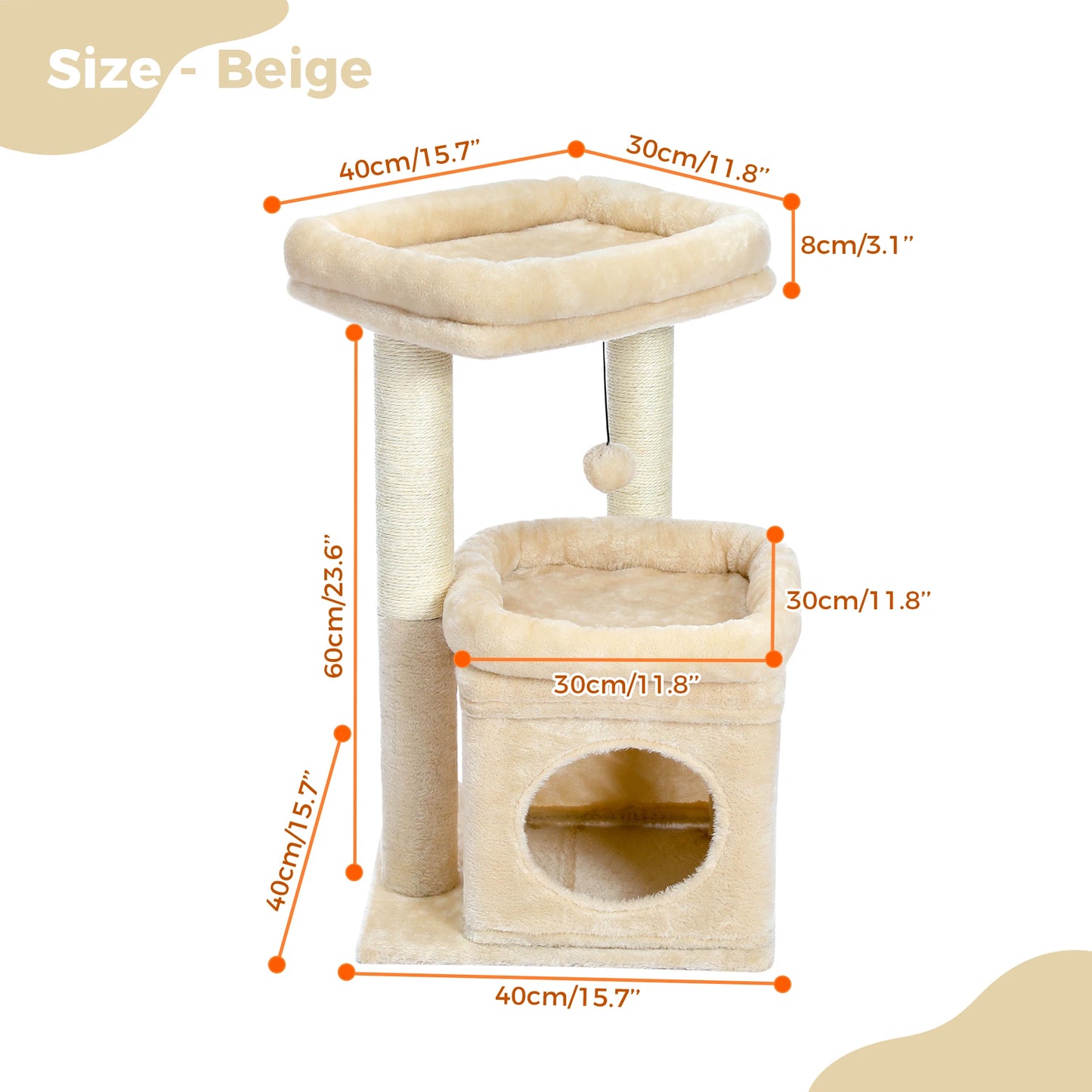 Elegant Cat Tower with Natural Sisal Scratching Posts - Cozy Indoor Cat Condo and Scratching Accessories for Kittens