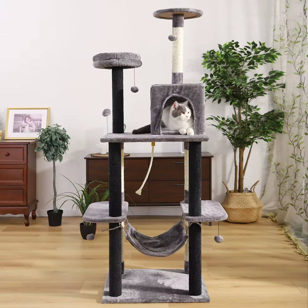 Whisker Wonderland Cat Tree - 9-Level Play Tower with Condo & Ladder