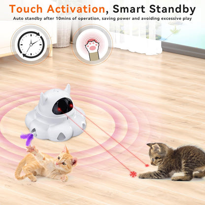 Whisker Wonder 2-in-1 Interactive Cat Toy - Auto-Moving Feather & Laser
