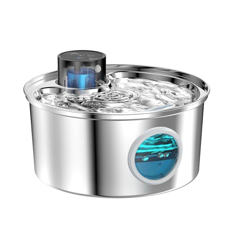 AquaPure 3.2L Smart Pet Fountain - USB Rechargeable & Stainless Steel