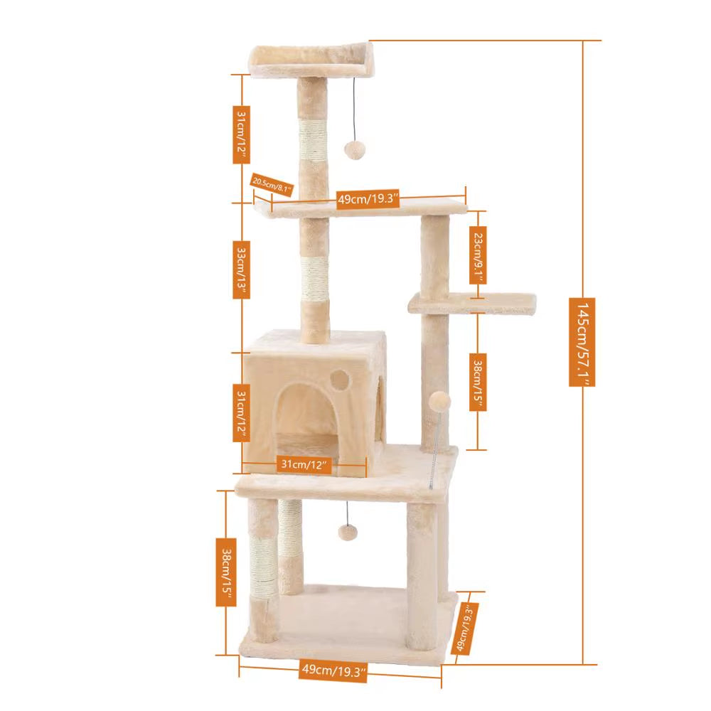 Whisker Wonderland Cat Tree - 9-Level Play Tower with Condo & Ladder