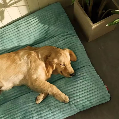 Luxurious Corduroy Dog Bed - Warm Winter Sleeping Mat for Small, Medium, and Large Dogs - Removable and Washable Pet Supplies