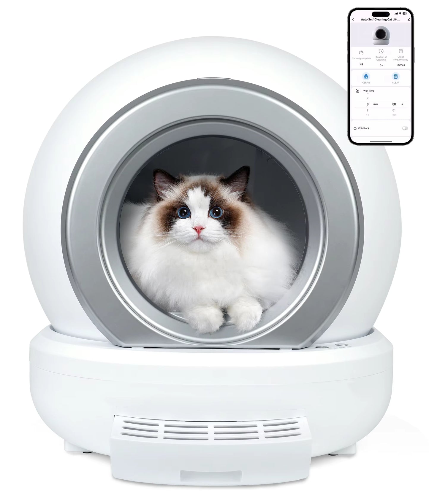 Smart Self-Cleaning Cat Litter Box 65L – App Control & Odor-Free