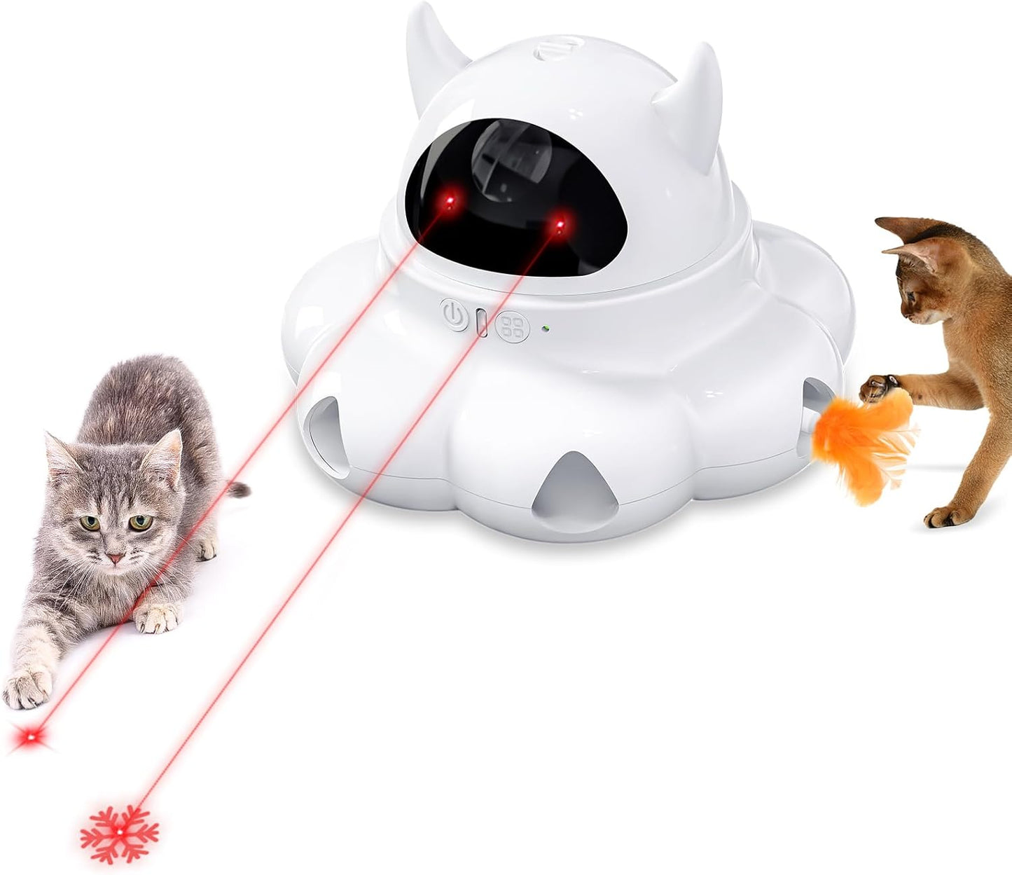 Whisker Wonder 2-in-1 Interactive Cat Toy - Auto-Moving Feather & Laser