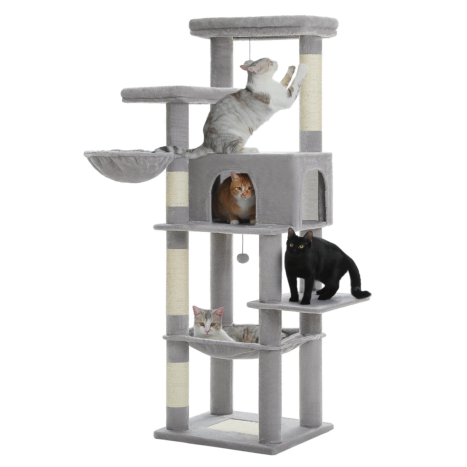 Multi-Level Indoor Cat Tree with Scratching Posts, Soft Hammock, and Spacious Condo - Ideal Cat Accessories and Toys