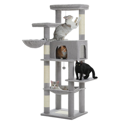 Multi-Level Indoor Cat Tree with Scratching Posts, Soft Hammock, and Spacious Condo - Ideal Cat Accessories and Toys