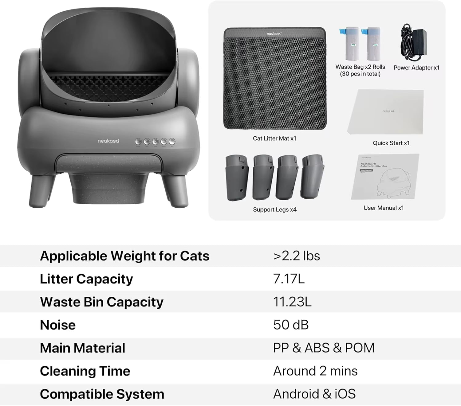 Neakasa M1 Self-Cleaning Cat Litter Box - Smart App Control & Odor-Free